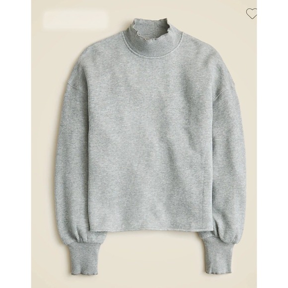 Women's Gray J. Crew Heritage Terry Mock Neck Sweatshirt - Picture 2 of 9